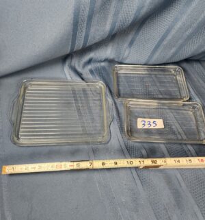 c335- Pyrex clear glass refrigerator dish lids - Image 1