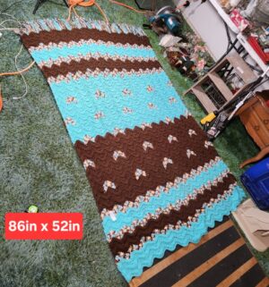 c351- handmade crochet blanket with a chevron pattern - Image 1