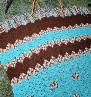 c351- handmade crochet blanket with a chevron pattern - Image 2