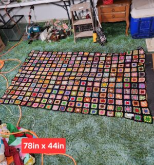 c352- handmade multi-colored crochet granny square throw blanket - Image 1