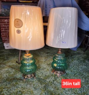 c363- stunning mid century glass base lamps. Amazing condition - Image 1