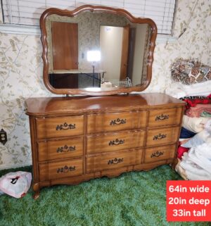 c367- Mid century French Provincial Bassett dresser w/ mirror - Image 1