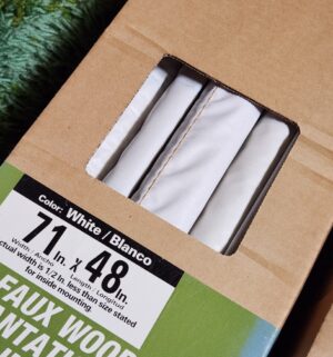 c368- faux wood plantation blinds, 1 box of windown screens - Image 3