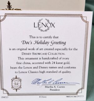 d47- Doc Holiday Greeting Lenox Disney Showcase Ornament - Image 3