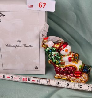 d67- Christopher Radko glass Wintry Sleigh Ride christmas ornament - Image 1