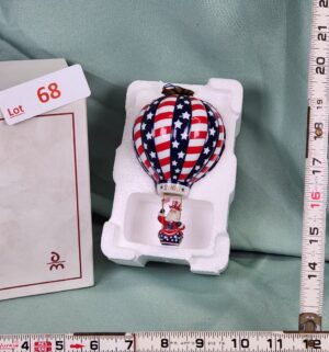 d68- Danbury Mint 1st Annual Stars and Stripes Santa hot air balloon ornament - Image 1