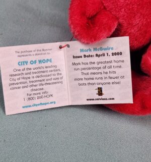 d77- Salvinos Bammers Mark McGwire collectible plush bear - Image 3