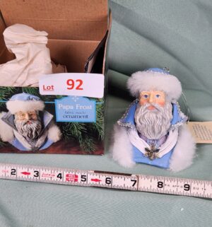 d92- Papa Frost Fabric Mache Ornament - Image 1