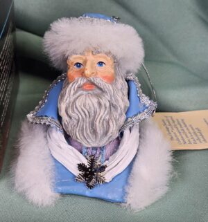 d92- Papa Frost Fabric Mache Ornament - Image 2
