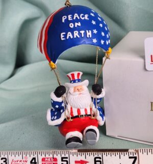 d104- Lenox 2002 Stars and Stripes Parachuting Santa - Image 2