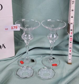 d179- oneida crystal candle stands - Image 1