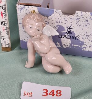 d348- Thinking Cherub w/ Box. Lladro