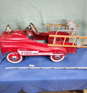 e11- vintage style jet flow drive fire truck pedal car.