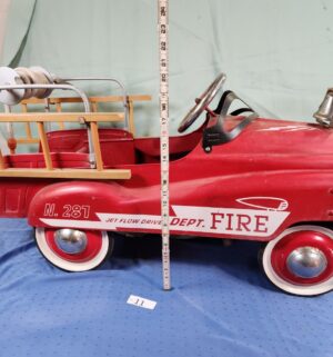 e11- vintage style jet flow drive fire truck pedal car. - Image 10