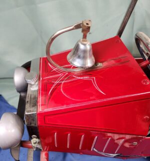e22- vintage-style red fire engine metal pedal car - Image 7