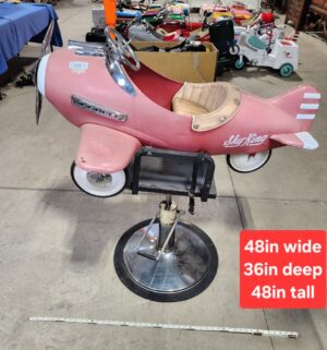 e59- circa 1940s Koken Murray Pursuit child's pedal airplane. converted into barber chair. - Image 1