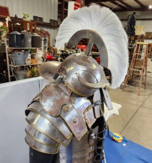 e62- replica Roman Lorica Segmentata armor with a helmet and mannequin - Image 5