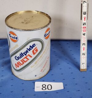 e80- vintage Sealed 10w-40 Gulfpride Multi-G motor oil can - Image 1