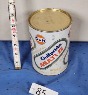 e85- vintage Sealed 10w-40 Gulfpride Multi-G motor oil can - Image 1