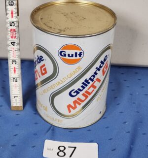 e87- vintage Sealed 10w-40 Gulfpride Multi-G motor oil can - Image 1