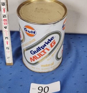 e90- vintage Sealed 10w-40 Gulfpride Multi-G motor oil can - Image 1
