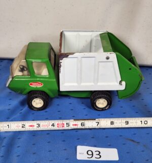 e93- 1970s green and white Tonka Mini Garbage Truck - Image 1