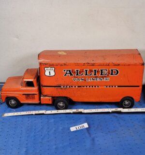 e108 1950s Orange Tonka Allied Van Lines pressed steel toy truck - Image 1