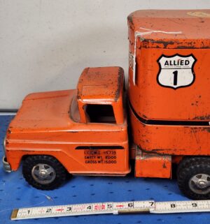 e108 1950s Orange Tonka Allied Van Lines pressed steel toy truck - Image 2