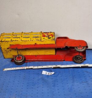 e110- 1940s Marx pressed steel Coca-Cola delivery truck. Missing back wheels - Image 5