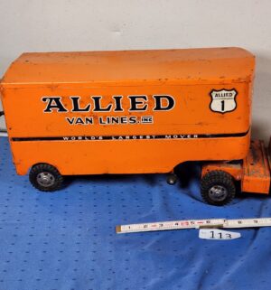 e113- 1958 Tonka Allied Van Lines semi-truck and trailer. - Image 7