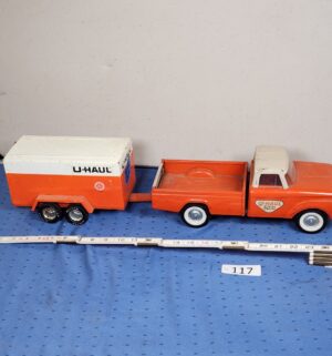 e117- 1960s Nylint pressed steel U-Haul Ford pickup truck and trailer set - Image 1