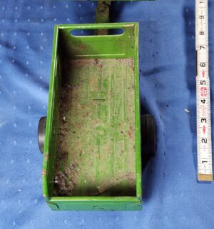 e119- 1970s green Nylint Farms pressed steel pickup truck, trailer. - Image 9