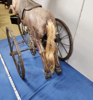 e126- 19th Century hand-carved wooden horse tricycle - Image 9