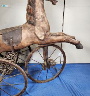 e126- 19th Century hand-carved wooden horse tricycle - Image 12