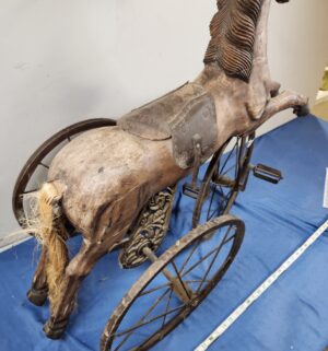 e126- 19th Century hand-carved wooden horse tricycle - Image 14