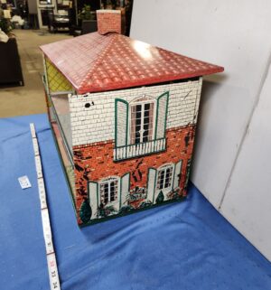 e127- Cohn tin lithograph dollhouse, likely a two-story colonial style - Image 6