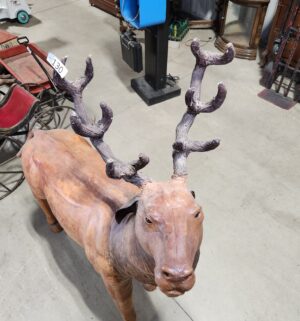 e130- vintage leather-clad molded wood deer sculpture - Image 2
