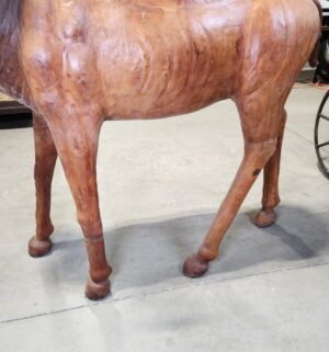 e130- vintage leather-clad molded wood deer sculpture - Image 5