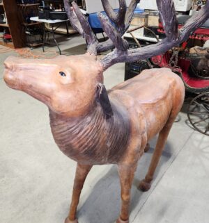 e130- vintage leather-clad molded wood deer sculpture - Image 6