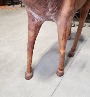 e130- vintage leather-clad molded wood deer sculpture - Image 7