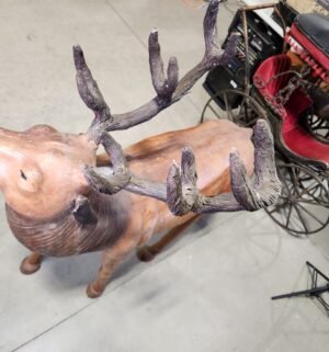 e130- vintage leather-clad molded wood deer sculpture - Image 8