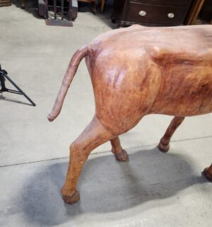e130- vintage leather-clad molded wood deer sculpture - Image 12