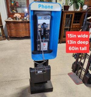 e132- vintage Ohio Bell pay phone in a blue booth - Image 1