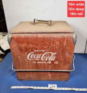e134- Original 1950s Coca Cola Cooler Action Manufacturing With Ice Tray Bottle Opener, Drain Plug - Image 1