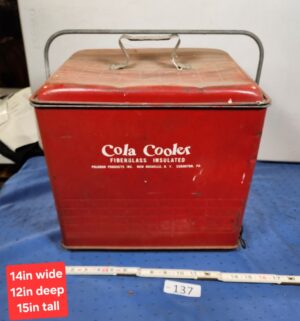 e137- vintage 1950s red Cola Cooler by Poloron Products. - Image 1