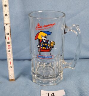 e14- vintage Spuds MacKenzie Bud Light glass mug