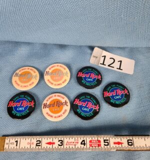 e121- hard Rock Cafe pin-back buttons