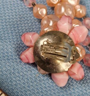 e135- vintage West Germany pink beaded necklace and earring set - Image 3