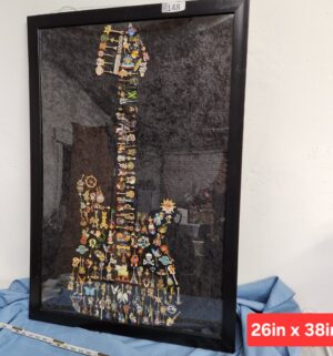 e148- large collection of Hard Rock Cafe pins arranged in the