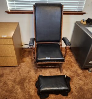 g4- Antique Victorian Gentlemans Rocking Chair w/ stool